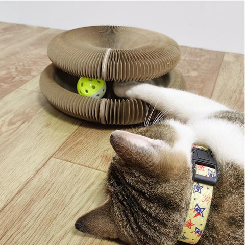 Planche à gratter ronde pour chats avec boule de cloche