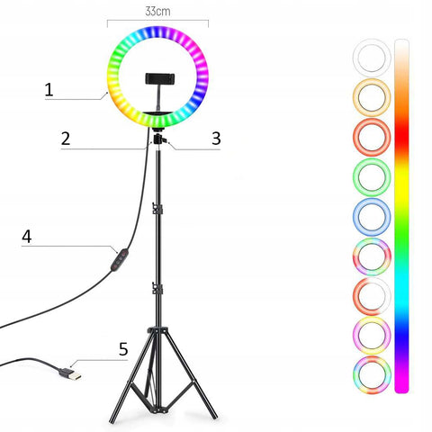 Lampe annulaire RGB avec 2 supports