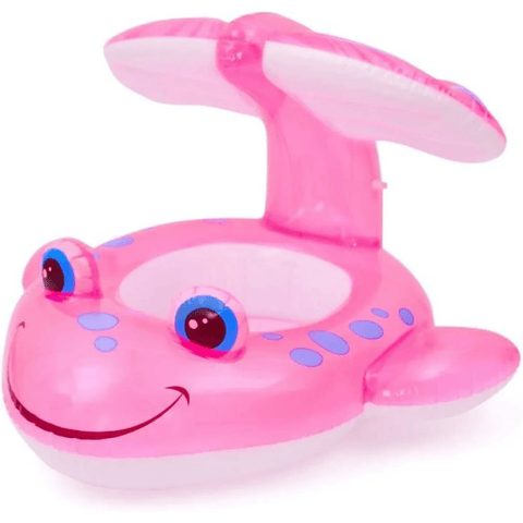 Bouée gonflable pour bébé avec siège baleine rose